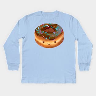 Happy Chocolate Frosted Donut Kids Long Sleeve T-Shirt